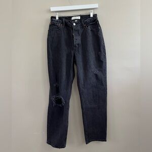 Abercrombie & Fitch The Dad‎ High Rise Black Jean Distressed Size 4